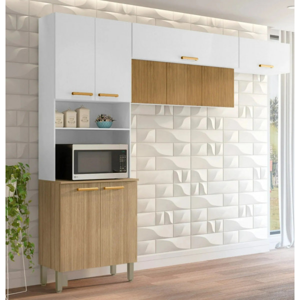 Cozinha em L Urbane 260cm com 9 Portas Kits Paraná - Freijó/Supremo/Ripado Cozinha em L Urbane 260cm com 9 Portas Kits Paraná - Freijó/Supremo/Ripado