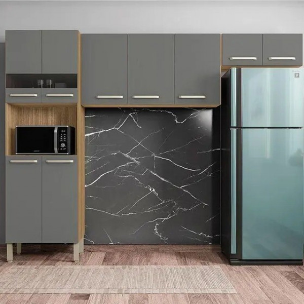 Cozinha Compacta 3 Peças Parana Versalhes Freijo/Gris Cozinha Compacta 3 Peças Parana Versalhes Freijo/Gris