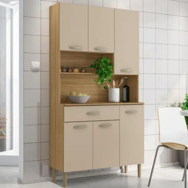 Armário de Cozinha Kit 6 Portas Kits Paraná Apolo Freijo/Vanilla Armário de Cozinha Kit 6 Portas Kits Paraná Apolo Freijo/Vanilla