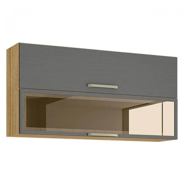 Armário Aéreo Ametista 2 Portas Basculantes 1 com Vidro 120 cm Freijó Gris - Kits Paraná Armário Aéreo Ametista 2 Portas Basculantes 1 com Vidro 120 cm Freijó Gris - Kits Paraná