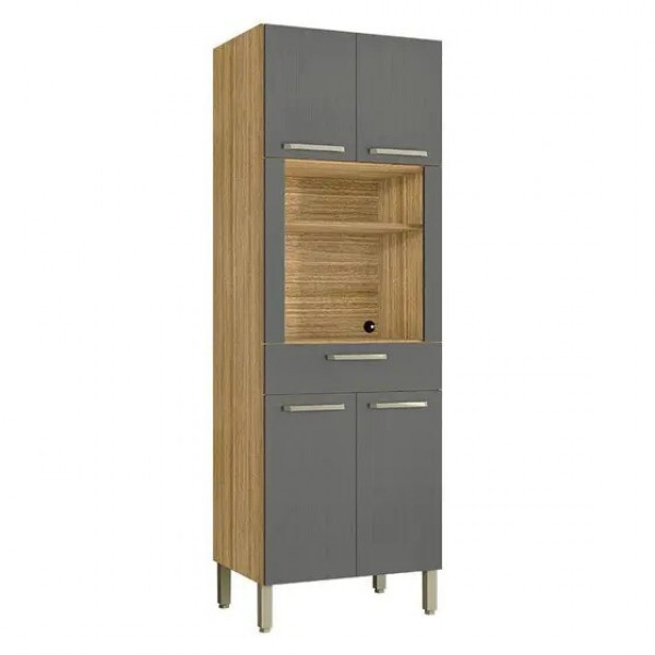 Paneleiro Ametista Micro-ondas 1 Gaveta Freijó Gris - Kits Paraná Paneleiro Ametista Micro-ondas 1 Gaveta Freijó Gris - Kits Paraná