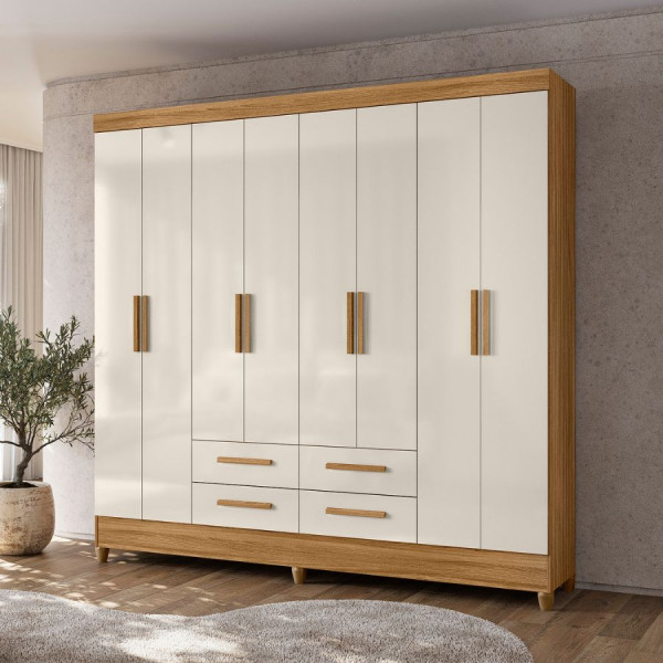 Guarda-Roupa Casal Moval Florida 8 Portas Freijó/Off White Guarda-Roupa Casal Moval Florida 8 Portas Freijó/Off White