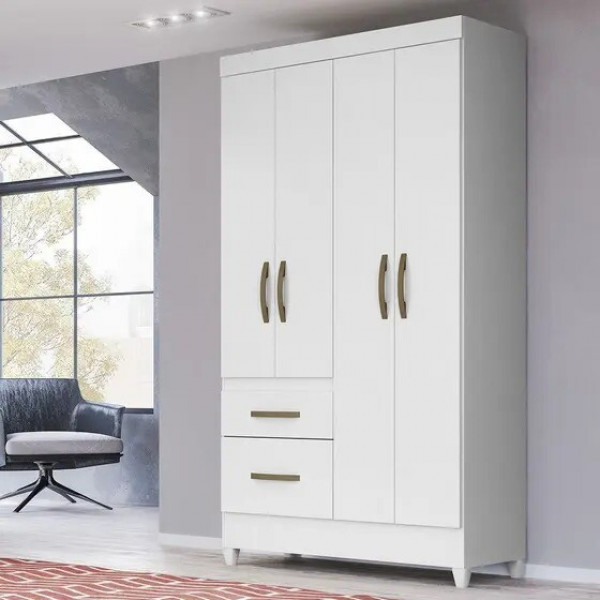 Guarda-Roupa Solteiro 4 Portas Moval Madri Branco Flex Guarda-Roupa Solteiro 4 Portas Moval Madri Branco Flex