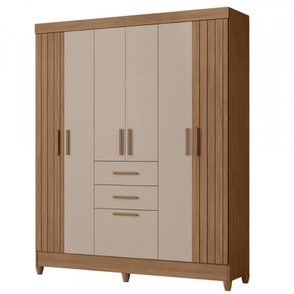 Guarda Roupa Casal Malta com 7 Portas e 2 Gavetas carvalho/ Fendi - Moval Moveis