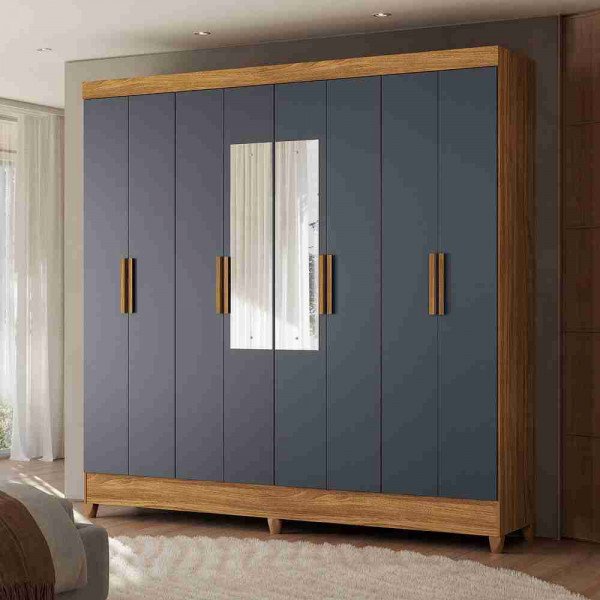 Guarda-Roupa Marajo C/ Espelho Freijo / Cinza - Moval 