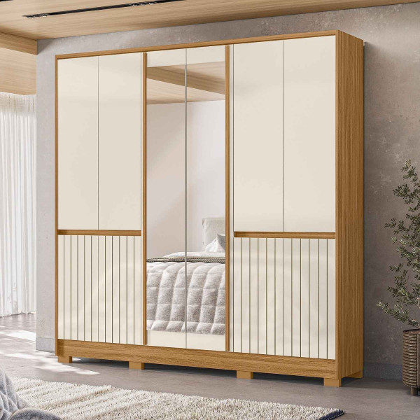 Guarda Roupa Alasca Casal 10pts 4gvt Alasca Freijo/ Off white - Moval