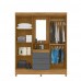 Guarda Roupa Solteiro 4 Portas com Espelho 3 Gavetas Freijo/Cinza Capri - Moval