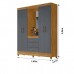 Guarda Roupa Solteiro 4 Portas com Espelho 3 Gavetas Freijo/Cinza Capri - Moval