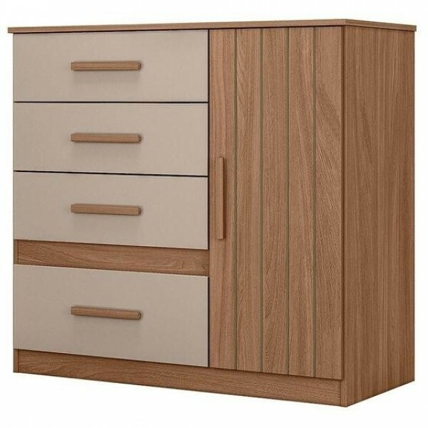 Cômoda para Quarto Com 4 Gavetas 1 Porta Moval Vênus Fnd/Frj
