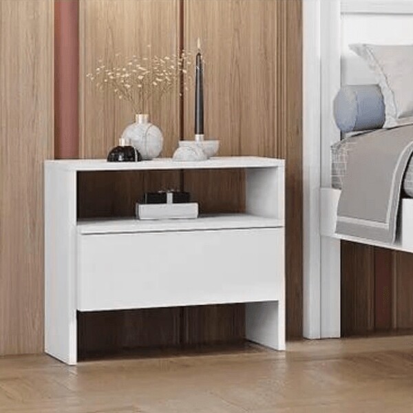 Mesa Cabeceira Etno c/ 1 Gaveta Branco - Novo Horizonte