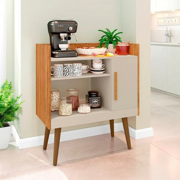 Aparador Balcão Buffet Retrô Café ll - Naturalle/Off White - Bechara