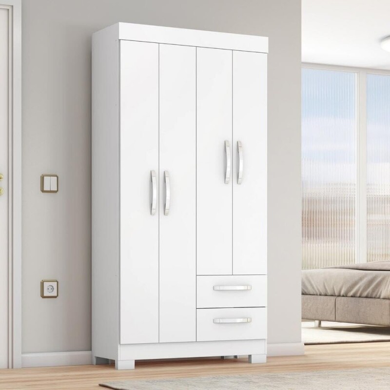 Guarda Roupa NT6010 4pts 2gv Branco New/rosa - Notável Móveis 