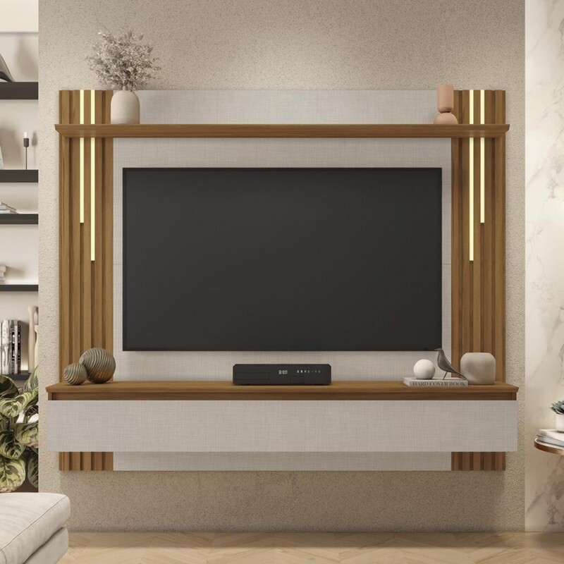 Painel Ripado para TV até 65 Polegadas com LED 1 Porta NT 1345 Notável Móveis