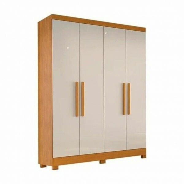 Guarda Roupa Solteiro 4 Portas 2 Gavetas Sergipe Freijo / Off white - Bianchi Guarda Roupa Solteiro 4 Portas 2 Gavetas Sergipe Freijo / Off white - Bianchi