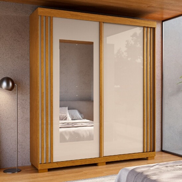 Guarda Roupa 2Pts Correr Athena C/Esp C/Pés Cinamomo/Off White ACP