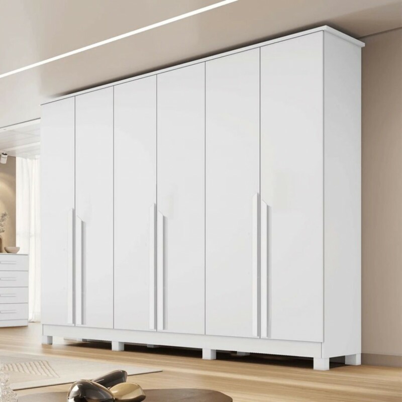 Guarda-Roupa Casal Em MDF 6 Portas Bianchi, Bianca, Branco Guarda-Roupa Casal Em MDF 6 Portas Bianchi, Bianca, Branco