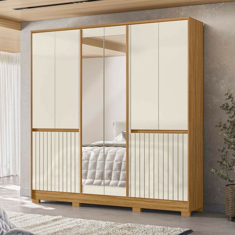 Guarda Roupa Alasca Casal 10pts 4gvt Alasca Freijo/ Off white - Moval