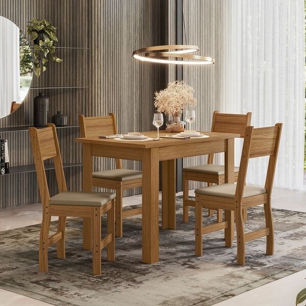 Conj. Mesa Bellagio 108x68cm, c/ 4 Cadeiras Milano, Carvalho - Poliman Conj. Mesa Bellagio 108x68cm, c/ 4 Cadeiras Milano, Carvalho - Poliman