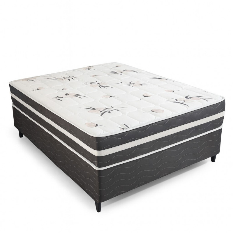 Conjunto Box Viena Casal  ( Base+ Colchão) Molas Ensacadas 138x188x52 - Topazio