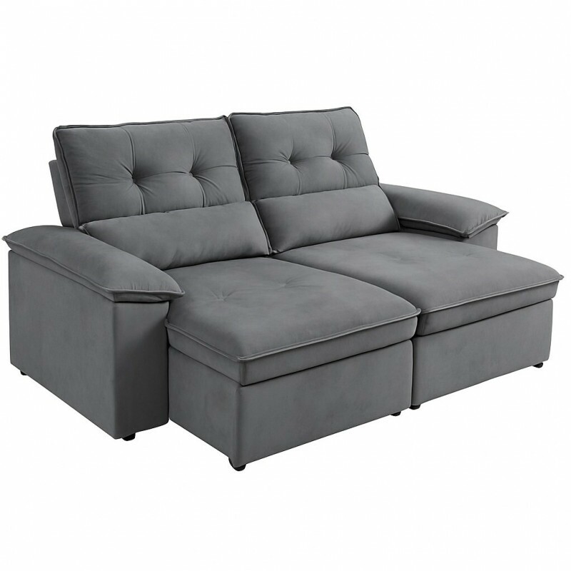 Sofá Retrátil e Reclinável Zeus 2.10m Cinza - Nordeste Flex Sofá Retrátil e Reclinável Zeus 2.10m Cinza - Nordeste Flex