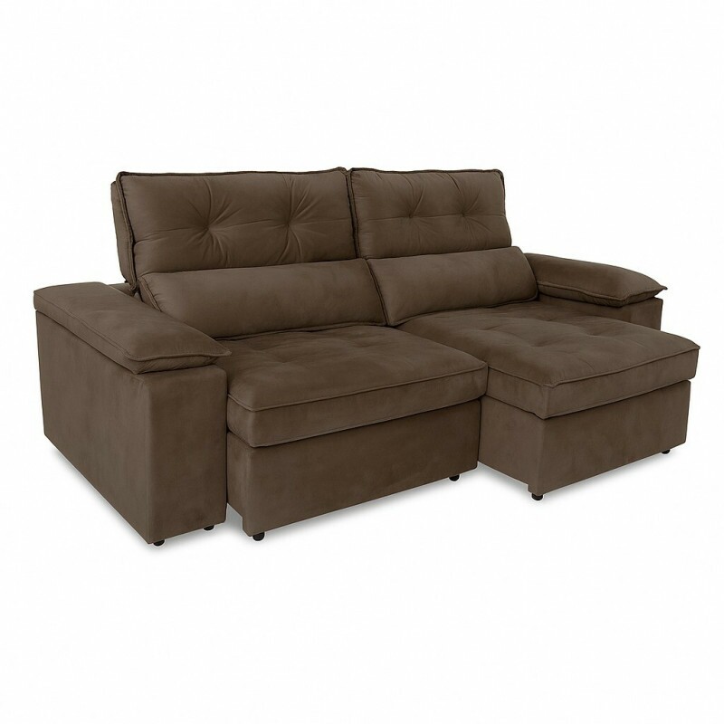 Sofá Retrátil e Reclinável Zeus 2.10m Marrom - Nordeste Flex Sofá Retrátil e Reclinável Zeus 2.10m Marrom - Nordeste Flex