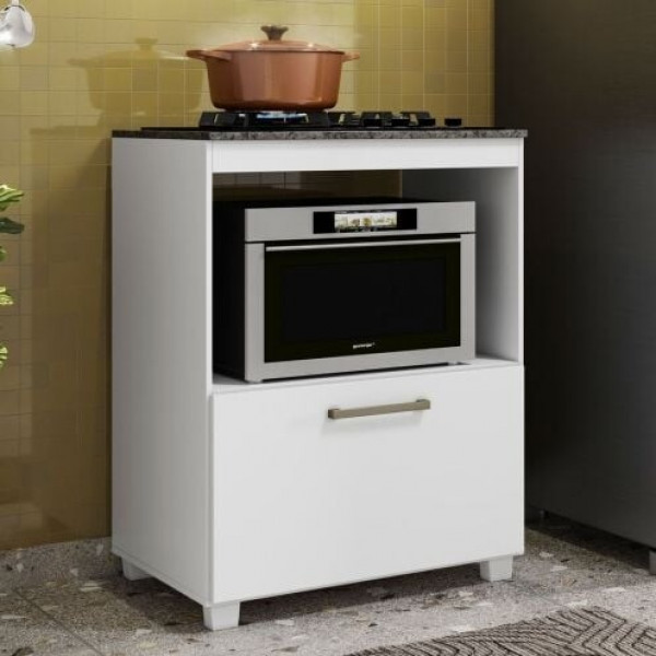 Balcão Cooktop Turim 4 e 5 bocas Branco Brilho - Fiorello