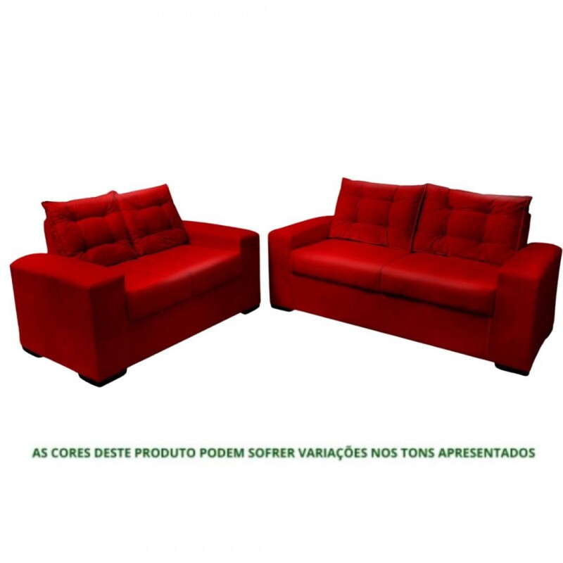Conjunto de Sofá 2x3 Lugares Torun Vermelho Masterflex