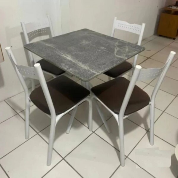 Conjunto Mesa com 4 Cadeiras para Cozinha 70cm Tampo Granito - Ciplafe Conjunto Mesa com 4 Cadeiras para Cozinha 70cm Tampo Granito - Ciplafe