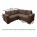 Sofá de Canto 3x2 Lugares Athena Marrom Masterflex